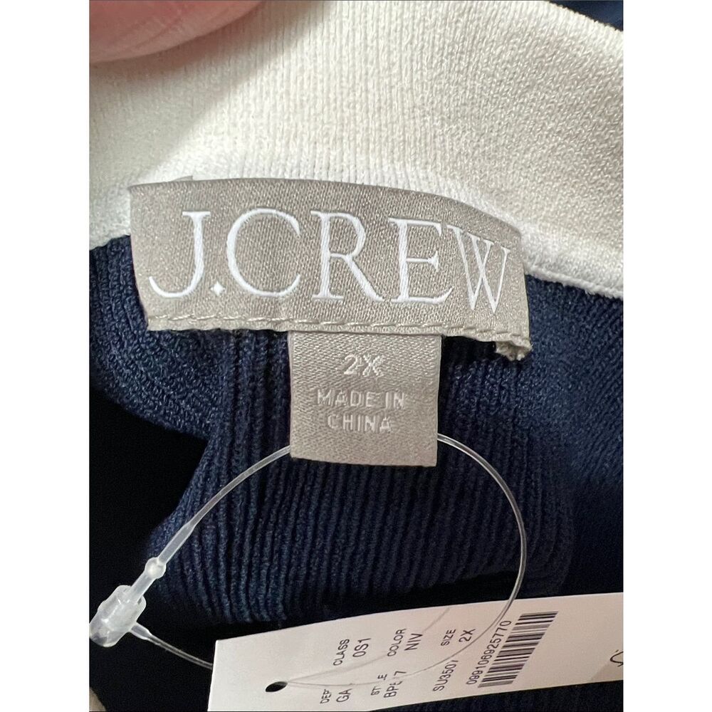 J. Crew Short-sleeve contrast-trim sweater-dress BP517 Navy white size 2X NWT - Picture 15 of 16